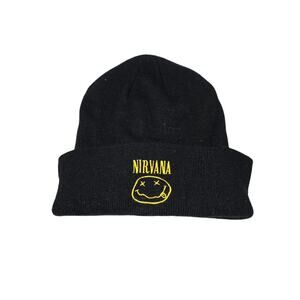 H&M Divided Nirvana Black and Yellow Embroidered Beanie
